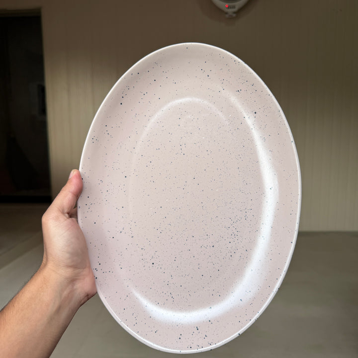 Leftover 13 inch Rimless Rice Dish ( Old Rose Matte with Black Specks )