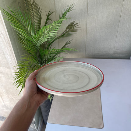 Leftover 10 inch Lite Classic Plate ( Grey Colorline, Red Rim, Black Specks )