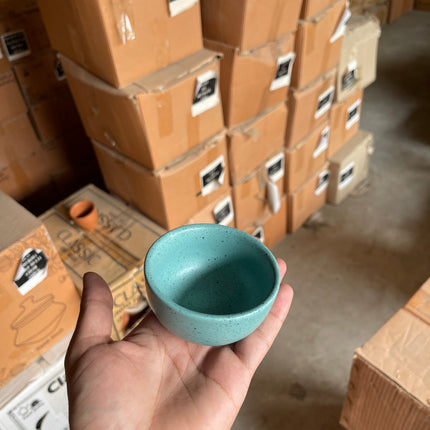 Leftover Round Ramekin Large ( Firozi Matte with Black Specks )