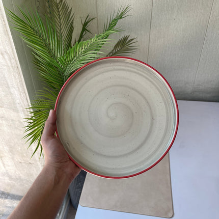 Leftover 10 inch Lite Classic Plate ( Grey Colorline, Red Rim, Black Specks )