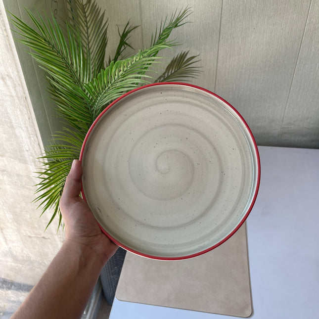 Leftover 10 inch Lite Classic Plate ( Grey Colorline, Red Rim, Black Specks )