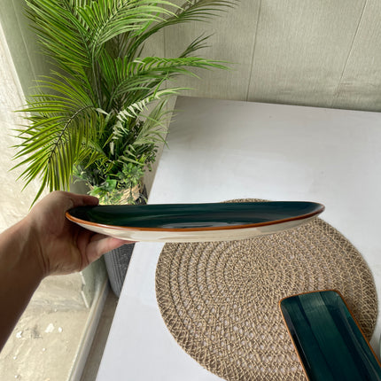 Leftover 11 inch Rimless Rice Dish ( Peacock Green Colorline )
