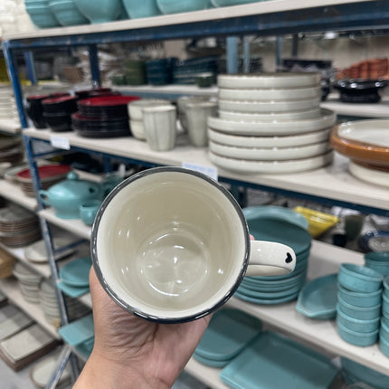 Leftover 005 Mug ( Glossy Off-White with Black Hearts ) ( 350 ml )