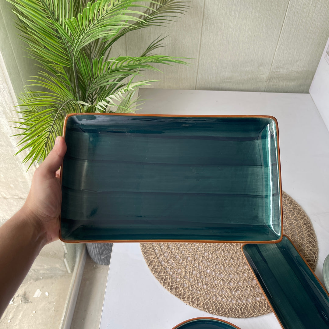 Leftover 12"x7" inch Rectangular Platter ( Peacock Green Colorline )