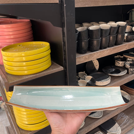 Leftover Curved Sushi Platter 14"x4" ( Teal Colorline )