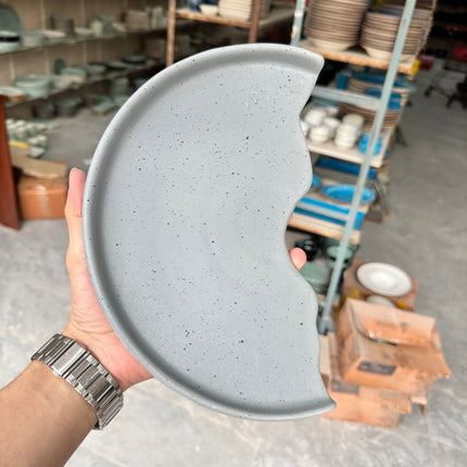 Leftover 10 inch Half Classic Plate ( Grey matte with black specks )