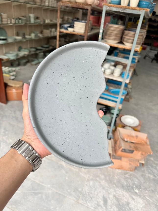 Leftover 10 inch Half Classic Plate ( Grey matte with black specks )