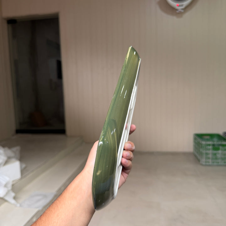 leftover 11.5"x6" YM Rectangular Platter ( Outer Dark Green Colorline )