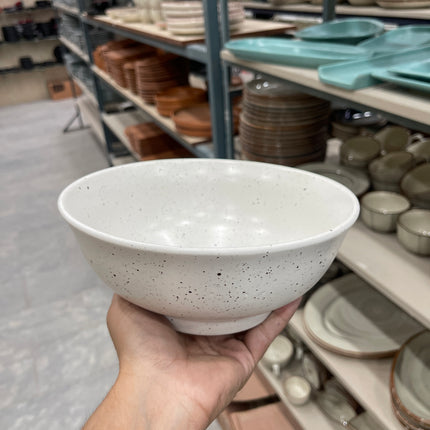Leftover 8 inch Round Bowl ( White Matte with Brown Specks )