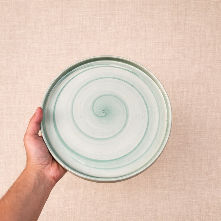 leftover 10 inch classic plate ( Breeze with teal rim )