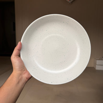 Leftover 10 inch Entree Bowl ( White Matte with Teal Specks )