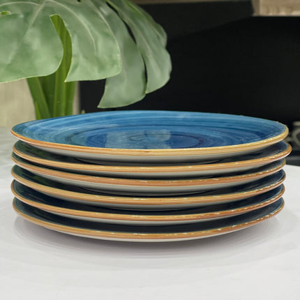 Leftover 8 inch Rimless Plate ( cobalt blue colorline ) ( Set of 6 ) ( Super Discounted )