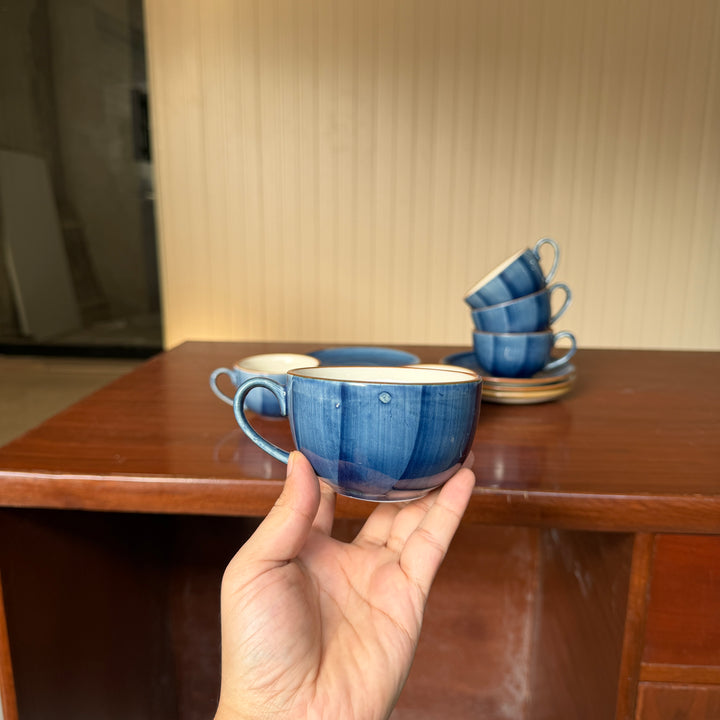 Leftover WM Cup Saucer Set ( Indigo ) 6 cups 6 saucers ( 220ml )