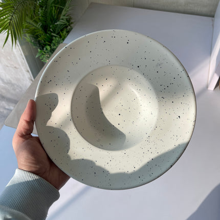 Leftover 9.5 inch Pasta Plate ( White Matte with Black Specks )