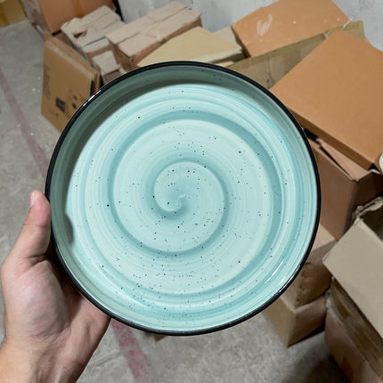 Leftover 8 inch Classic Plate ( Teal Colorline with Black line )