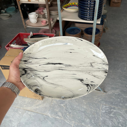 Leftover 13 inch Rimless Rice Dish ( Black Marble )