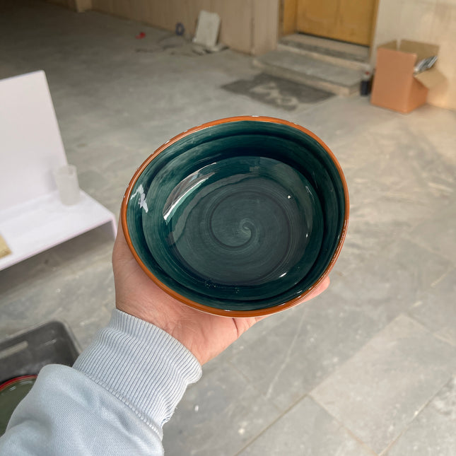 Leftover 6 inch Curved Bowl ( Peacock Green Colorline )