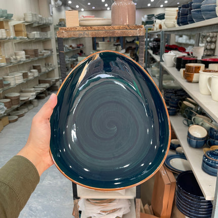 Leftover 11"x9" Triangular Platter ( Peacock Green )