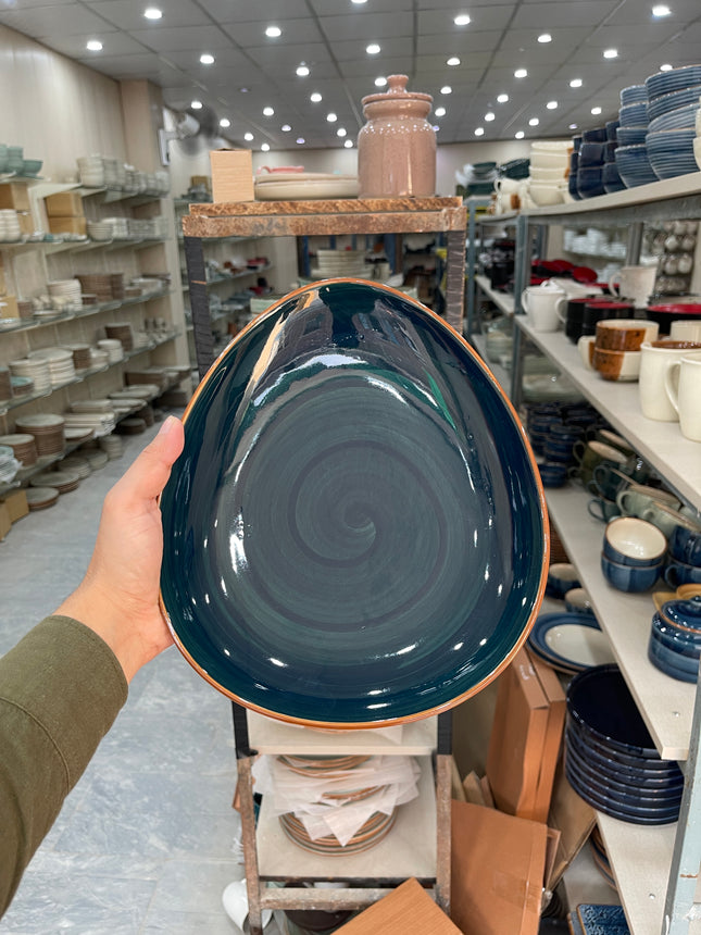 Leftover 11"x9" Triangular Platter ( Peacock Green )