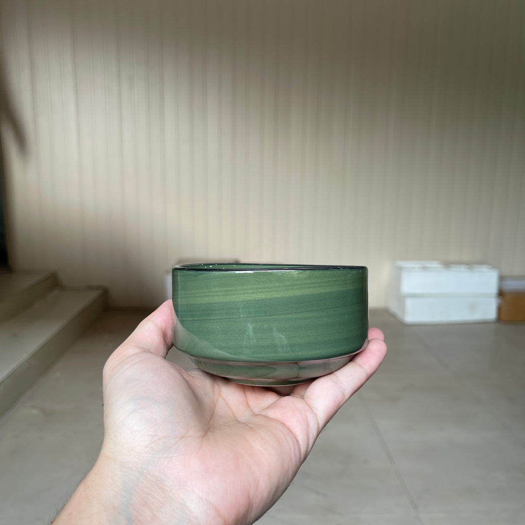 Leftover 4 inch soup Bowl ( Dark Green Colorline with black rim )