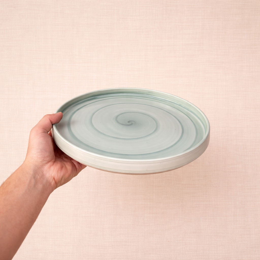 leftover 10 inch classic plate ( Breeze with teal rim )