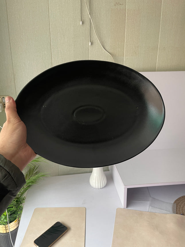 Leftover 13 inch Rimless Rice Dish ( Textured Black Matte )