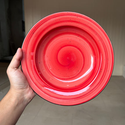 Leftover 10 inch Deep plate ( Red Colorline with black rim and black specks )