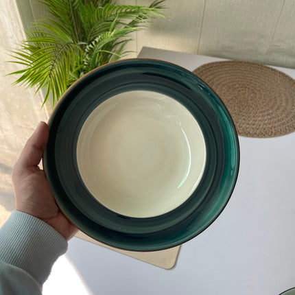 Leftover 9 inch Deep wide Plate ( Peacock Green Colorline )