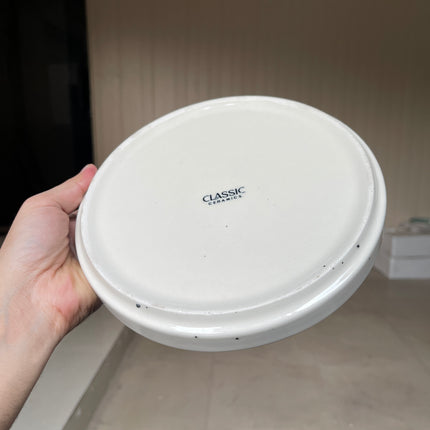 Leftover 8 inch Classic Plate ( Glossy Off-White with Black Hearts )