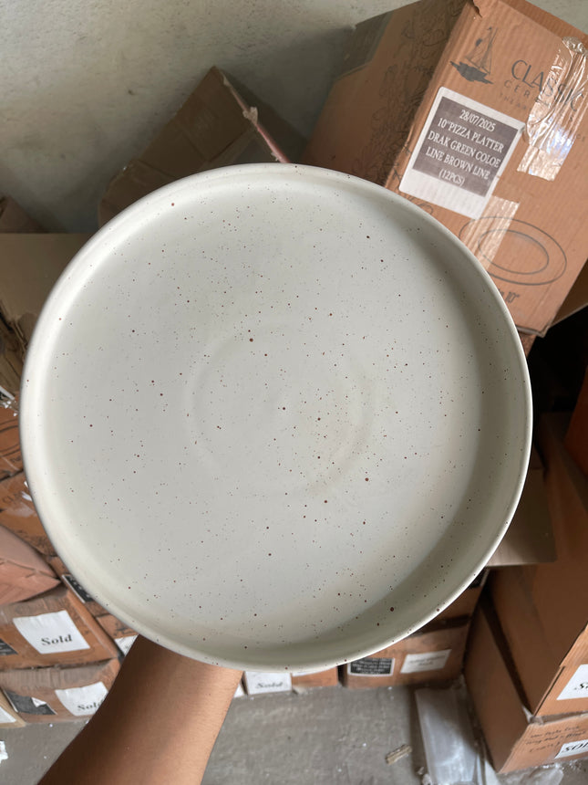 Leftover 10 inch Classic Plate ( White Matte with Brown Specks )