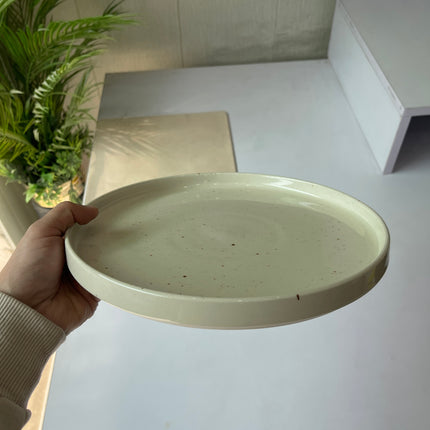Leftover 10 inch Classic Plate ( Glossy Off-White with Brown Specks )