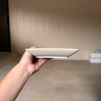 leftover 11.5"x6" Rectangular Platter ( Red Colorline with Light brown Rim )