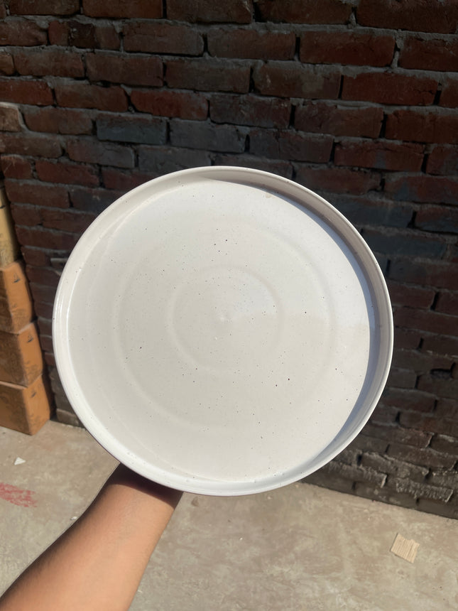 Leftover 12 inch Classic Plate ( Glossy White with Matte Brown Outer )