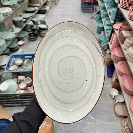 Leftover 13 inch Rimless Rice Dish ( Grey Colorline )