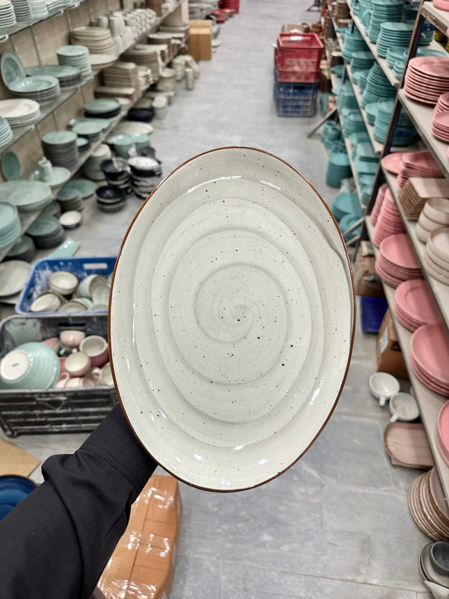 Leftover 13 inch Rimless Rice Dish ( Grey Colorline )