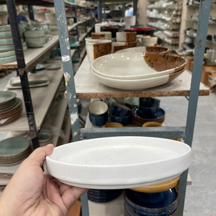 Leftover 8 inch Classic Plate ( White Matte with Brown Specks )