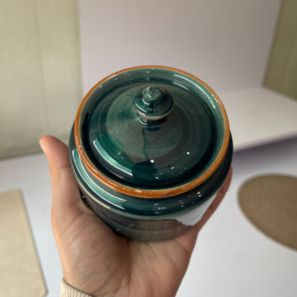 Leftover RK Sugar Pot ( Peacock Green Colorline ) ( 360 ml )