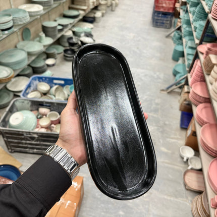 Leftover NV Oval Small Platter 12"x4.8" ( Textured Black Matte )
