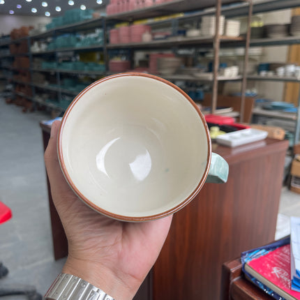 Leftover D Handle Coffee Cup ( Teal Colorline ) ( 270 ml )