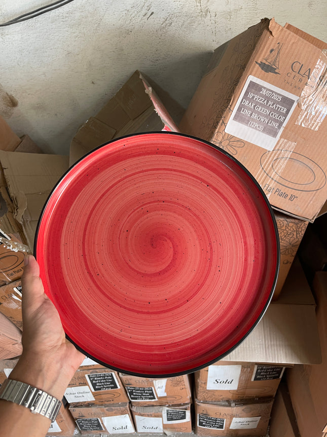 Leftover 12 inch Classic Plate ( Red Colorline with Black Line )
