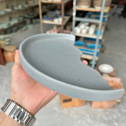 Leftover 10 inch Half Classic Plate ( Grey matte with black specks )