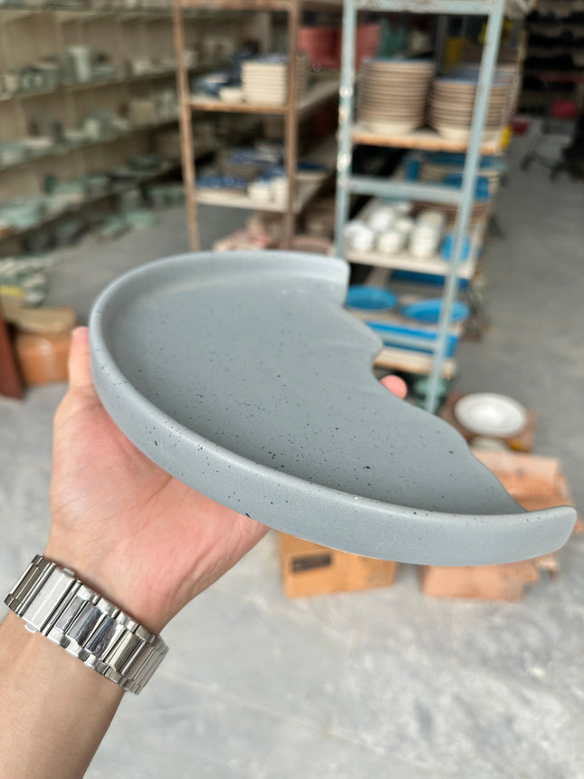 Leftover 10 inch Half Classic Plate ( Grey matte with black specks )