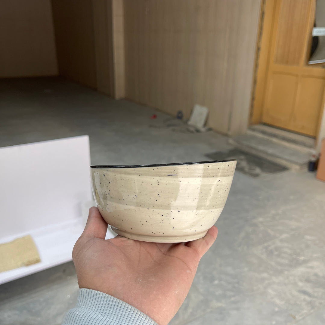 Leftover 5.5 inch Curved Cut Bowl ( Ash with black rim and black specks )