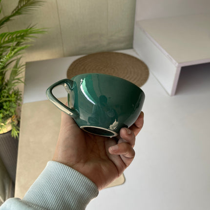 Leftover D Handle Coffee Cup Large ( Glossy Jade Green ) ( 330 ml )