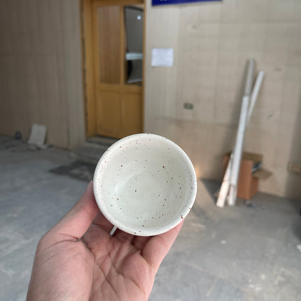 Leftover Round Sauce Ramekin Large 4cm Height x 8cm Width ( White Matte with Brown Specks )