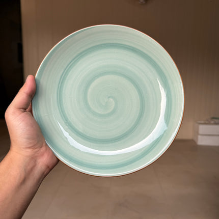 Leftover 8.5 inch Rimless Plate ( Teal Colorline with NO specks )