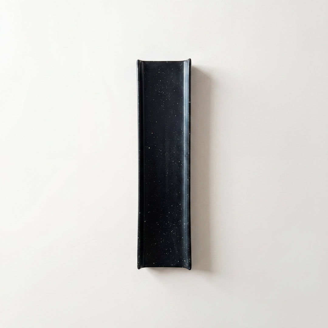 Two Border Serving Platter 14.5"x3.5" ( Black Matte with White Specks )