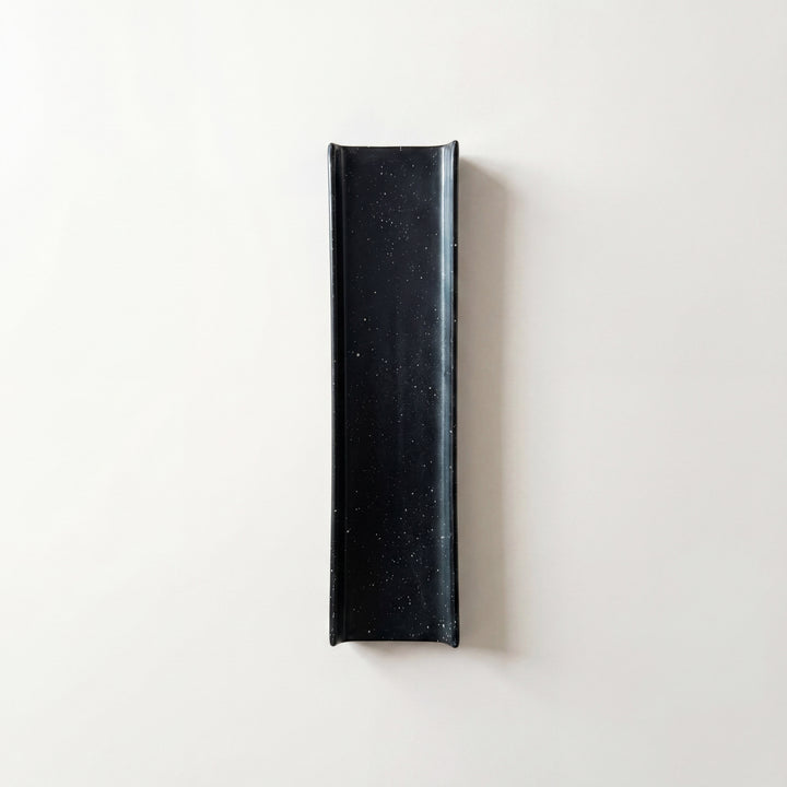 Two Border Serving Platter 14.5"x3.5" ( Black Matte with White Specks )
