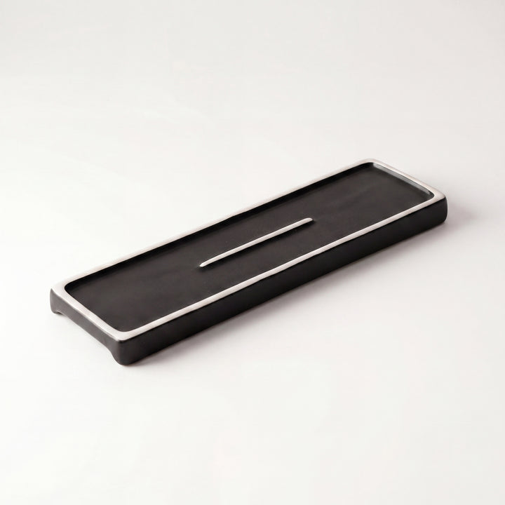 Two Border Serving Platter 14.5"x3.5" ( Black Matte with White Specks )