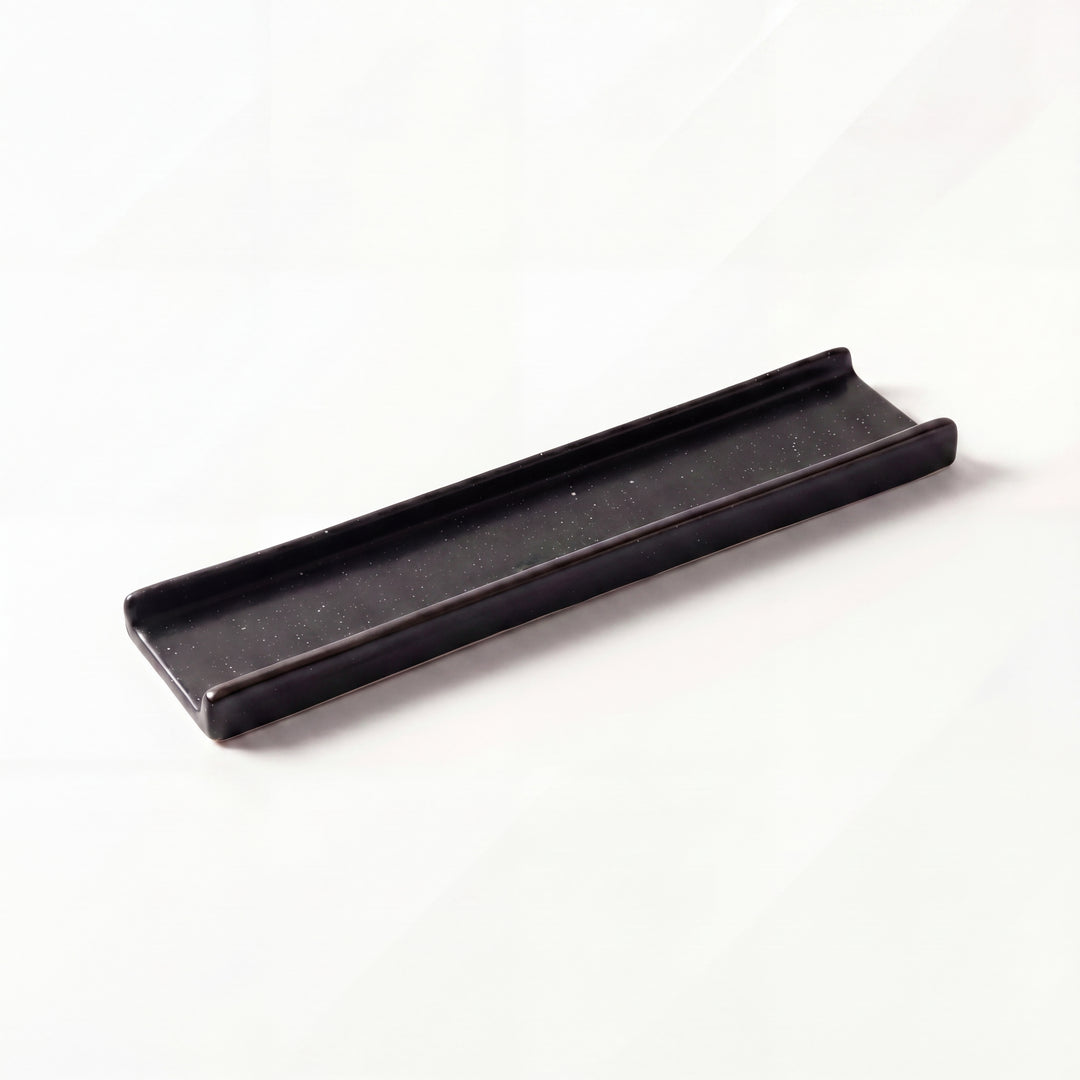 Two Border Serving Platter 14.5"x3.5" ( Black Matte with White Specks )